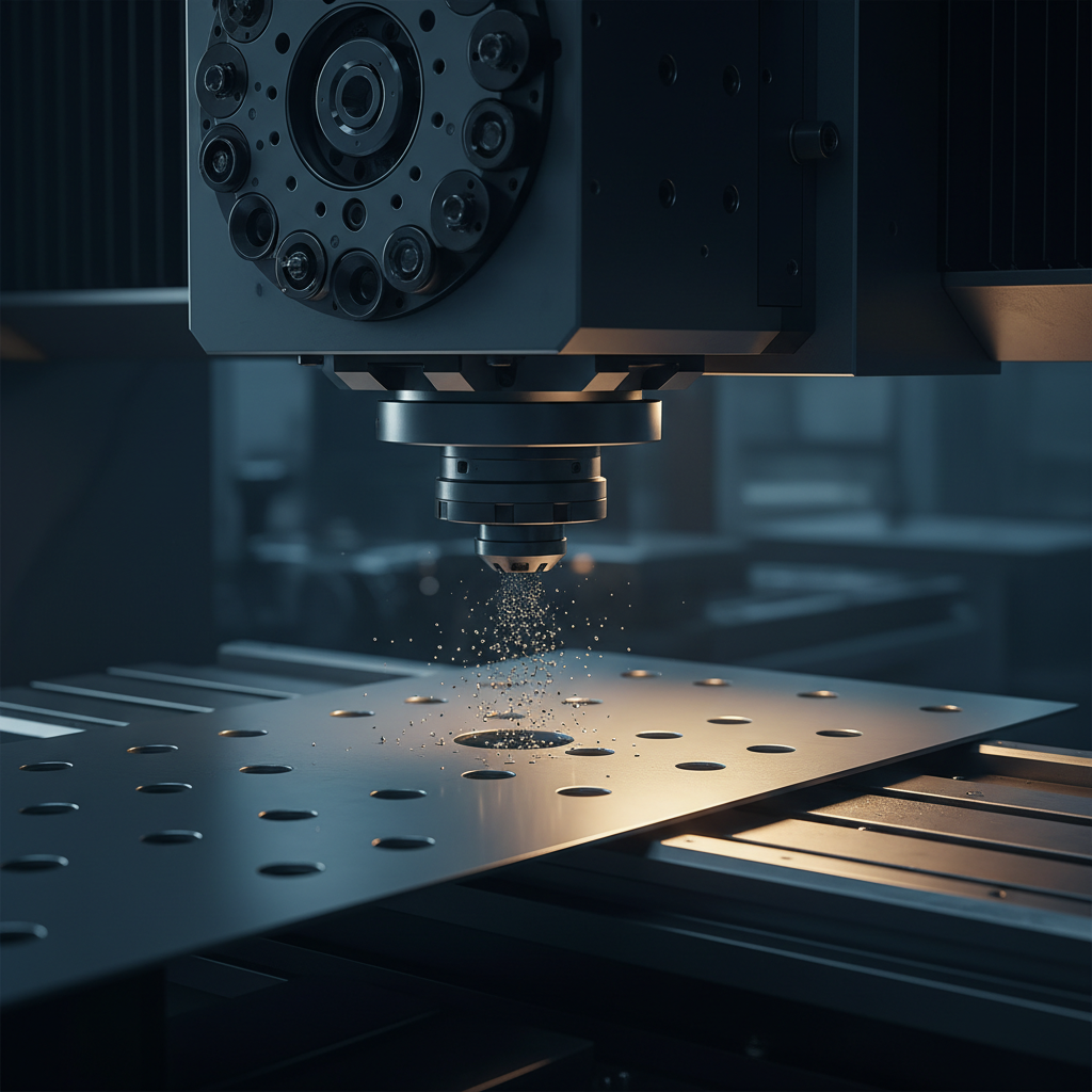 Punzonadora de torreta CNC perforando lámina